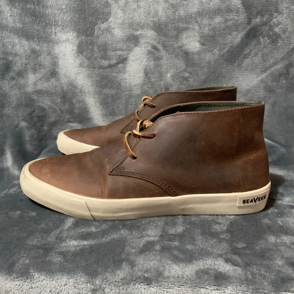 SeaVees Maslon Desert Boot Brown Rugged Oiled Leather Chukka Sneaker Mens 10.5
